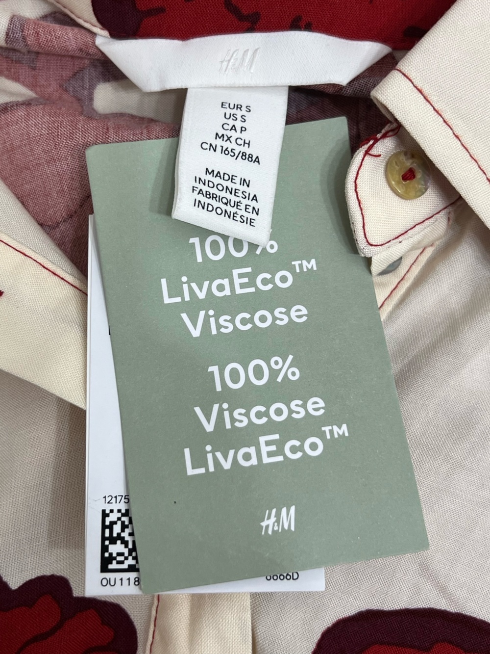 NWT H&M Viscose Midi Belted Shirt Dress Bright Tropical RedFloral Size Small - Picture 10 of 12